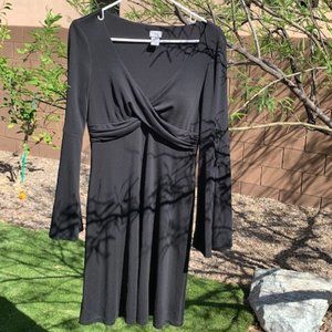 Cache Black Bell-Sleeved Dress